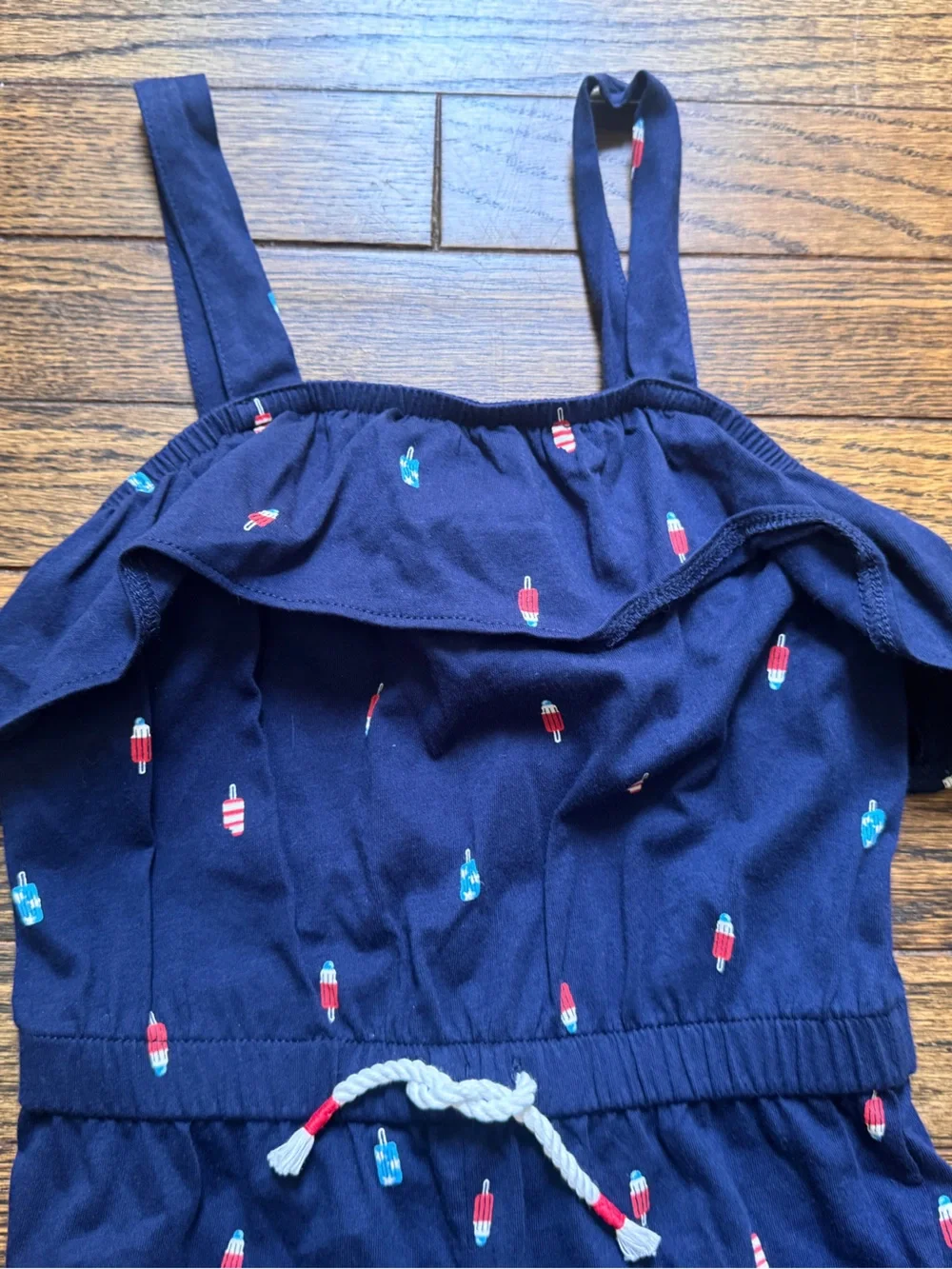 Carter's Navy Popsicle Print Romper with Rope Drawstring